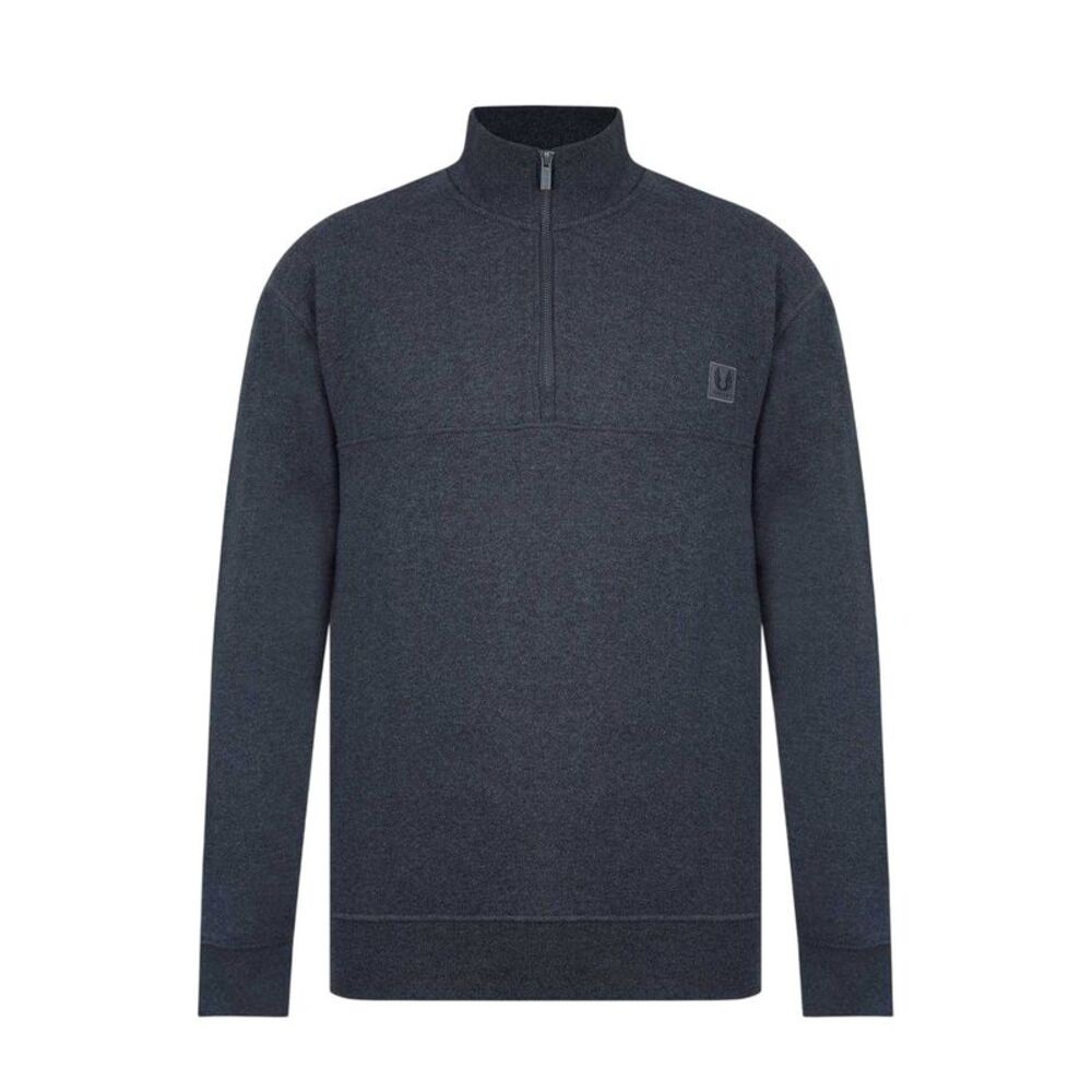 Firetrap Mens Zip Neck Long-Sleeved Sweatshirt / Charcoal Marl